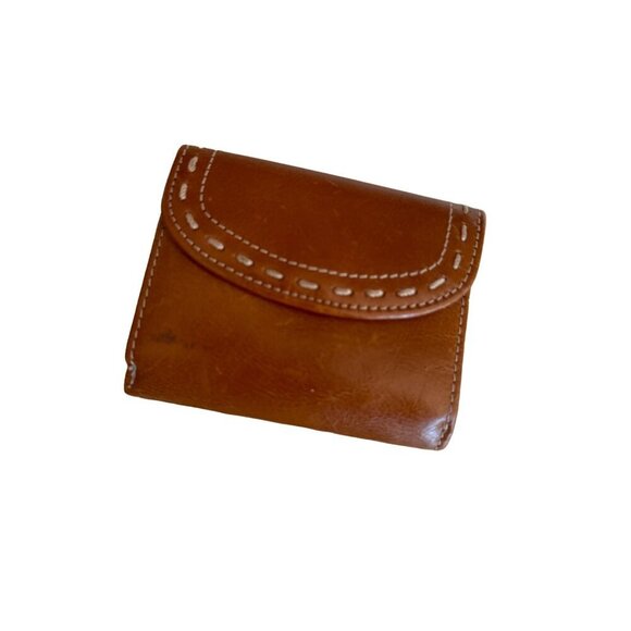 Fossil Genuine Leather Compact Brown Coin Purse Wallet With Snap Closure - Picture 2 of 5